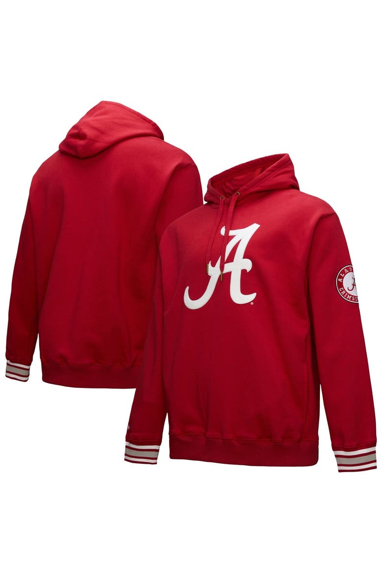 Men's Mitchell & Ness Crimson Alabama Crimson Tide Chainstich Fleece Pullover Hoodie, Alternate, color, Crimson