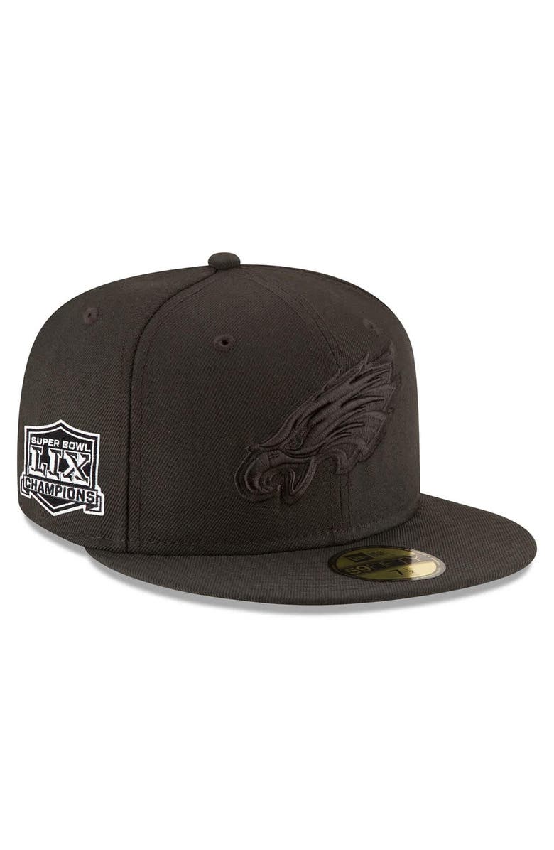 New Era Men's New Era  Black Philadelphia Eagles Super Bowl LIX Champions Tonal Side Patch 59FIFTY Fitted Hat, Main, color, 
