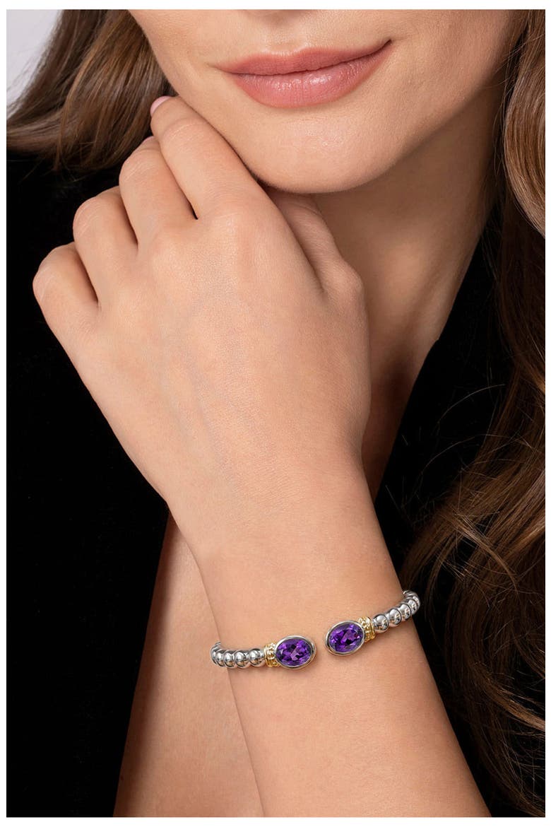 Bujukan 14k Gold & Sterling Silver Amethyst Bangle, Alternate, color, STERLING / 14K/ AMETHYST