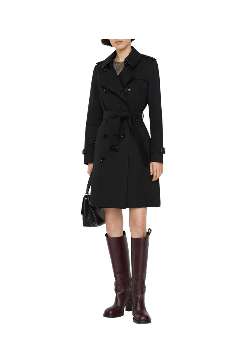 Burberry Mid-length Chelsea Heritage Trench Coat, Alternate, color, Black