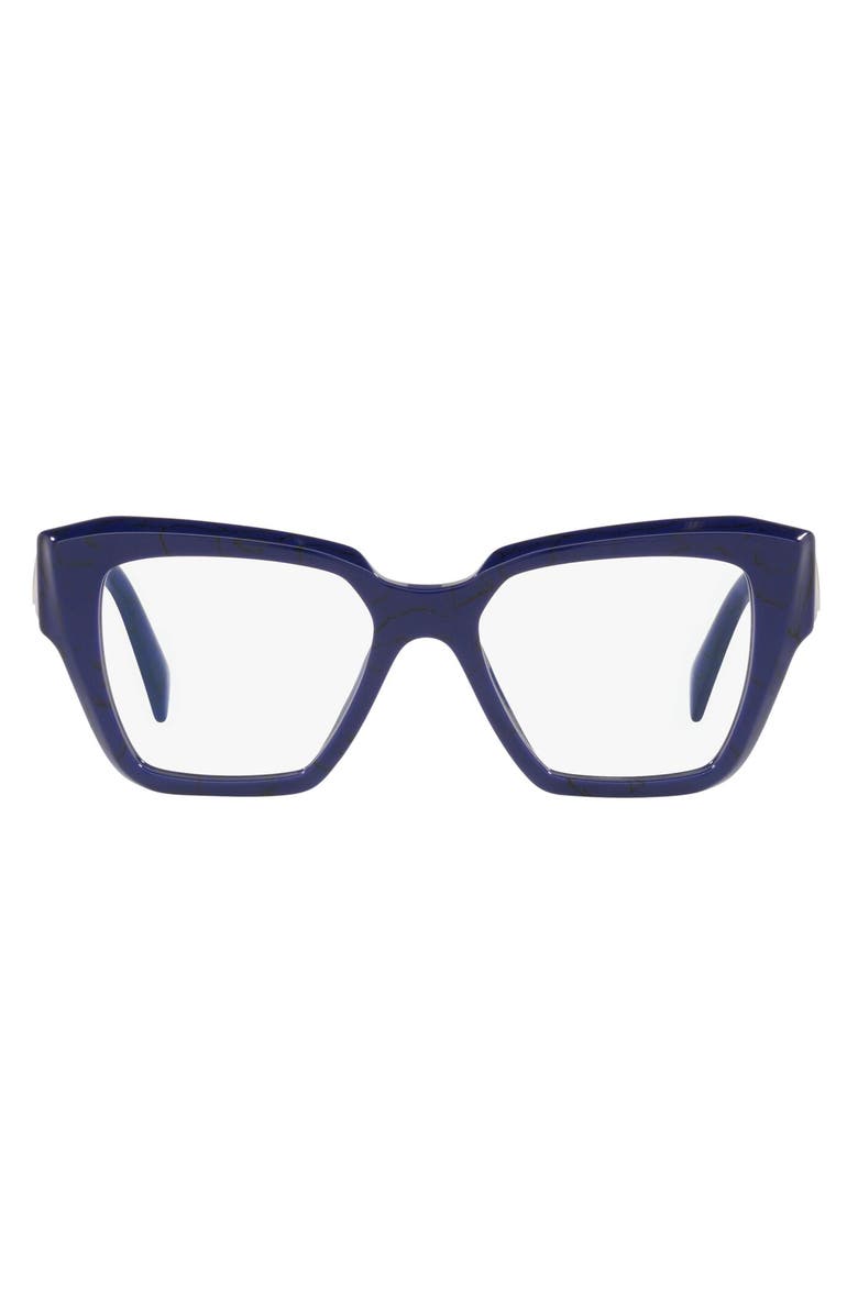Prada 51mm Square Optical Glasses, Main, color, Black Blue
