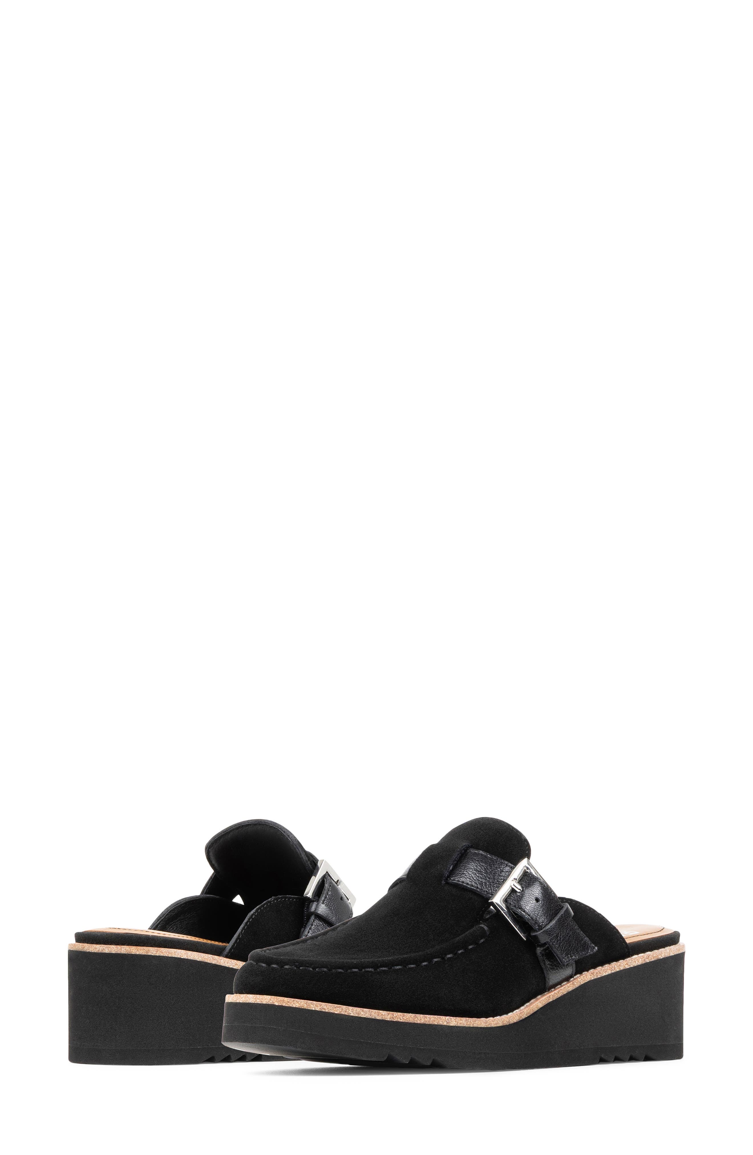Elvesa Leather Platform Wedge Mule, Alternate, color, BLACK