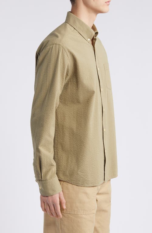 Forét Foret Bush Seersucker Button-down Shirt In Olive