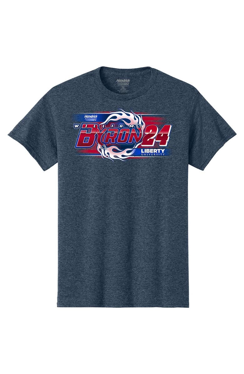 HENDRICK MOTORSPORTS TEAM COLLECTION Men's Hendrick Motorsports Team Collection  Heather Navy William Byron Liberty University Car T-Shirt, Alternate, color, Heather Navy