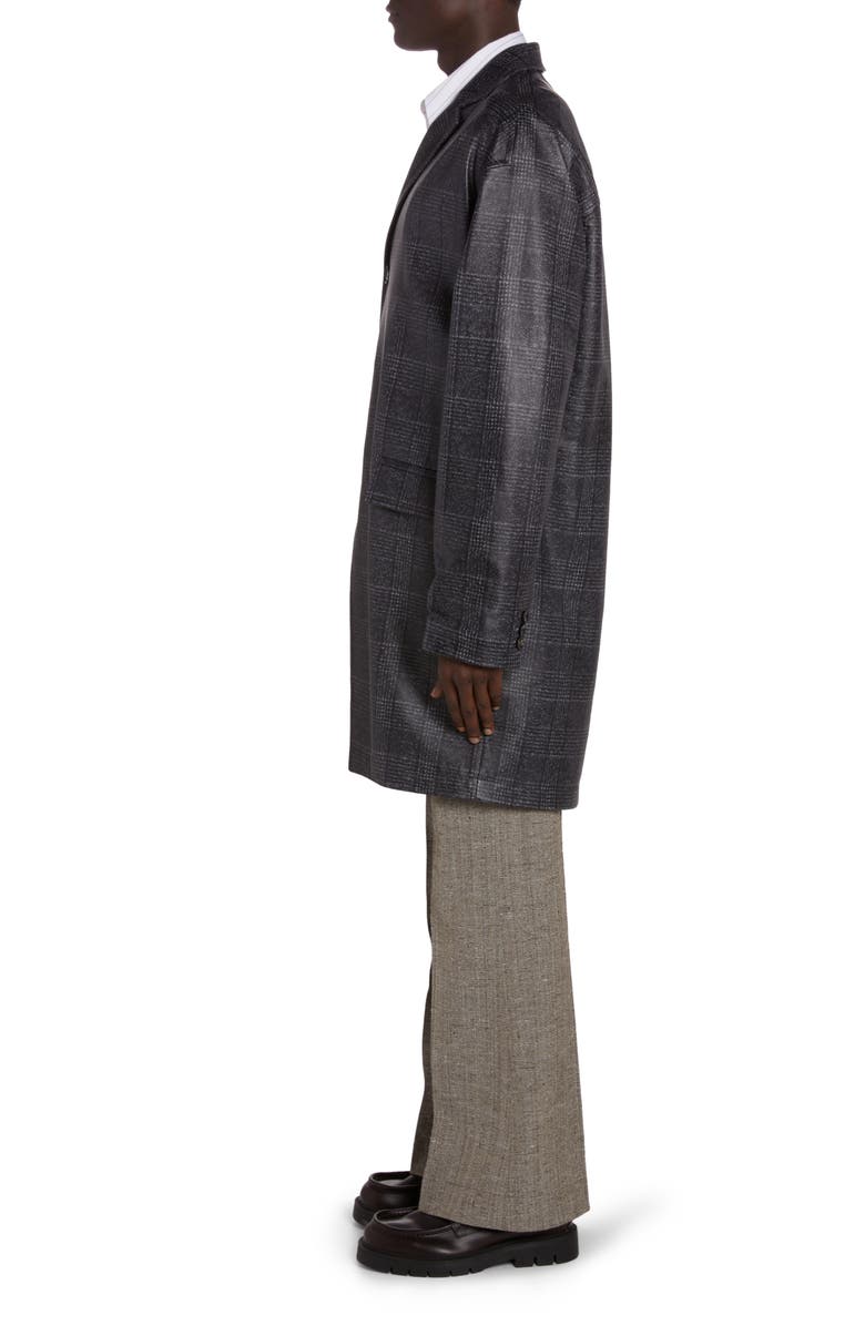 Bottega Veneta Glen Plaid Print Leather Jacket, Alternate, color, 