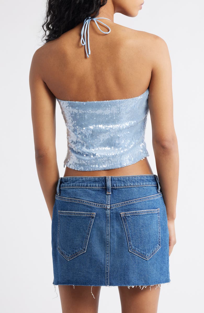 Princess Polly Kalokairi Sequin Halter Top, Alternate, color, Blue