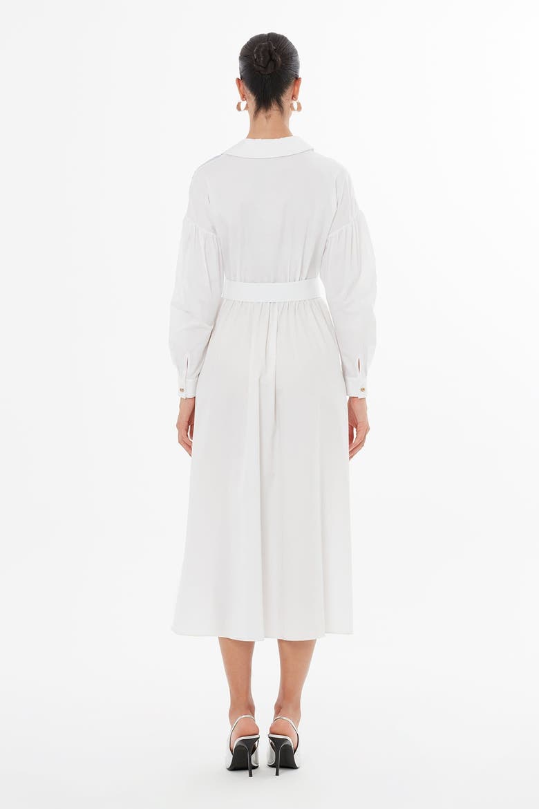 White Beaded Belted Dress, Alternate, color, White