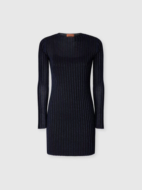 Ribbed Viscose Lamé Mini Dress