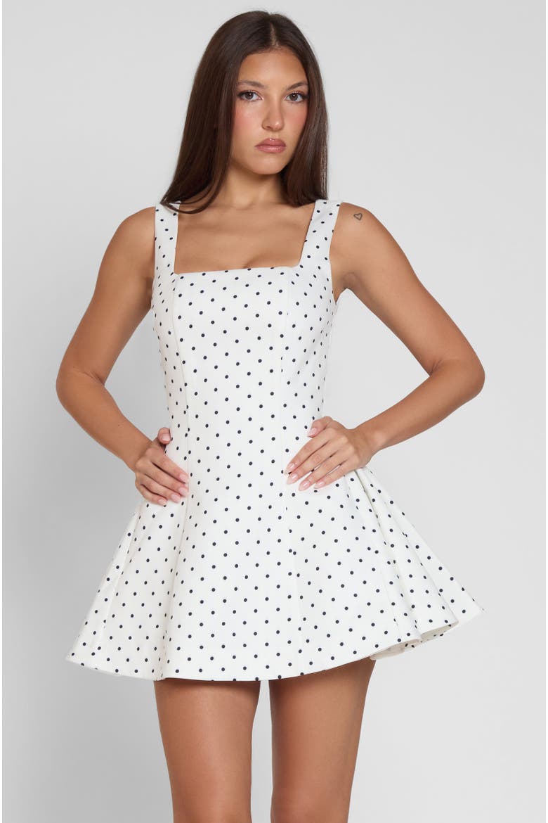 Ysabelle Babydoll Corset Mini Dress, Alternate, color, Polka Dot
