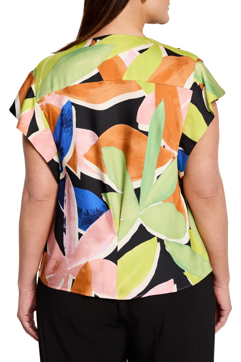 Mega Blooms Flutter Sleeve Top, Alternate, color, GREEN MULTI