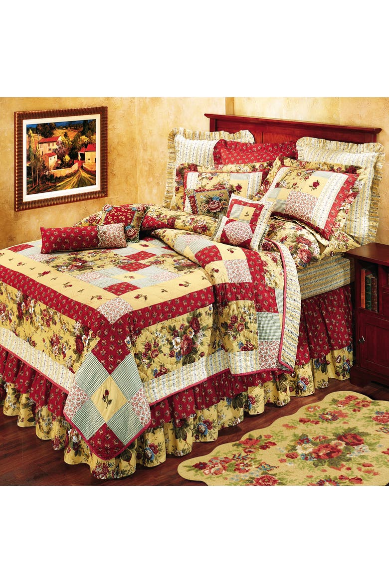 Abby Rose Patchwork Cotton Standard Pillow Sham, Main, color, Yellow