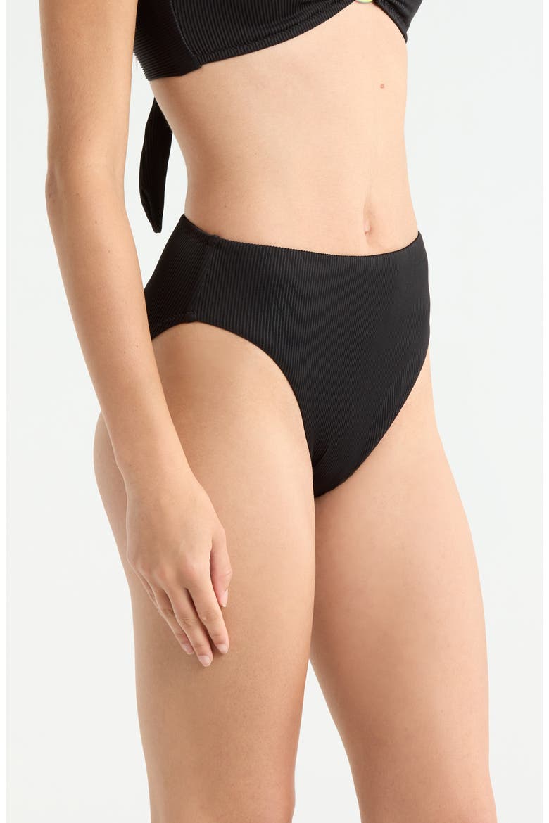 High Waist Bikini Bottoms, Alternate, color, BLACK