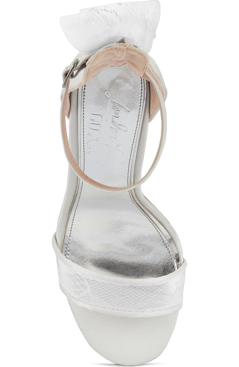 LONDON RAG Delancy Lace Bow Satin Stiletto Sandal, Alternate, color, White