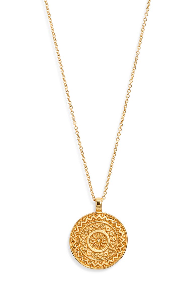 Kiara by Ki-ele Fez Mandala Pendant Necklace, Main, color, Gold