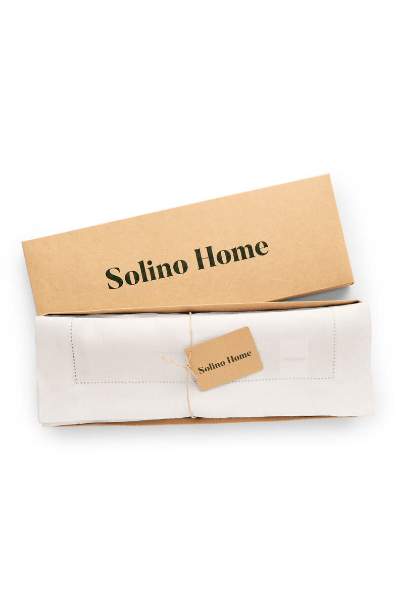 Solino Home Linen Placemats - Sonoma Hemstitch - Set of 6, 14" x 19", Alternate, color, White