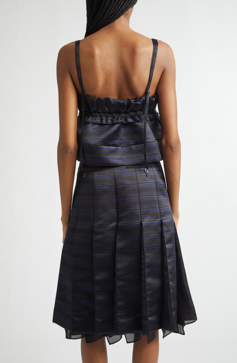 Sacai Stripe Satin Crop Camisole, Alternate, color, Black/ Navy