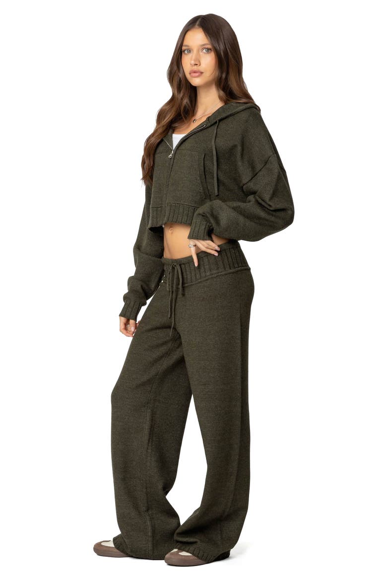 Russell Crop Hooded Zip Sweater, Alternate, color, OLIVE