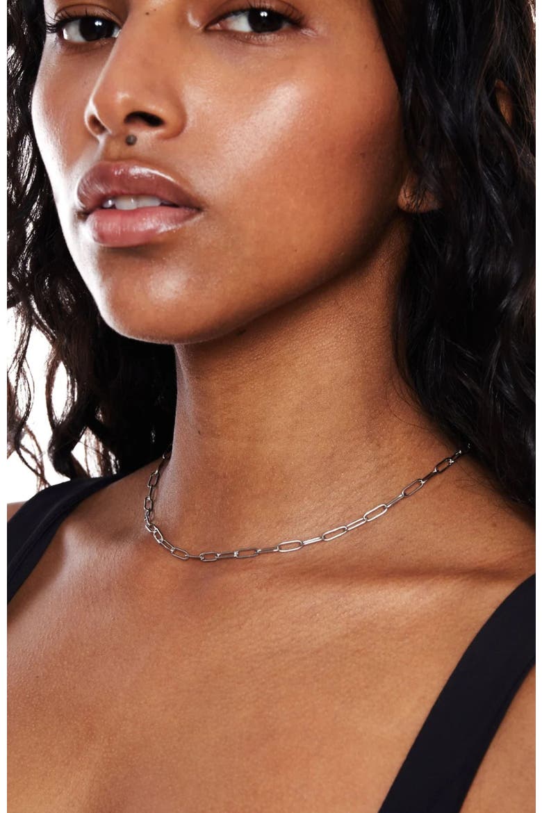 Cozumel Paperclip Choker, Alternate, color, Silver