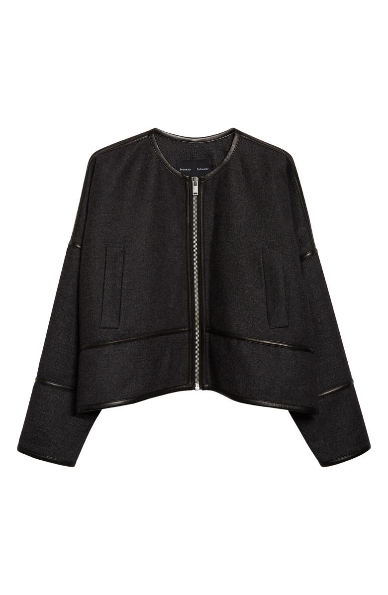 Proenza Schouler Ticiana Wool Blend Twill Jacket, Alternate, color, Charcoal Melange