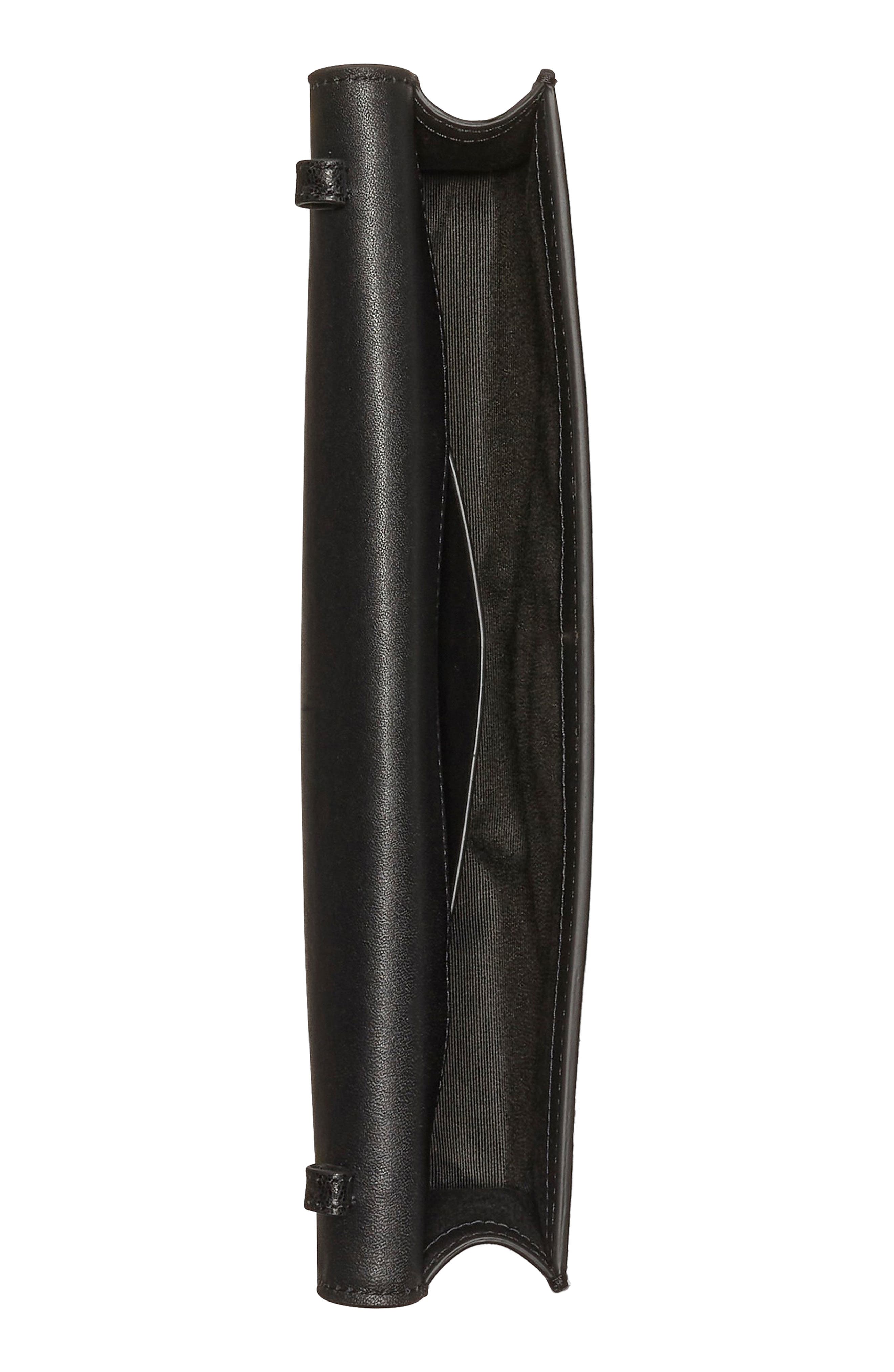 Kate Spade New York mini deco soft glazed leather shoulder bag, Alternate, color, Black