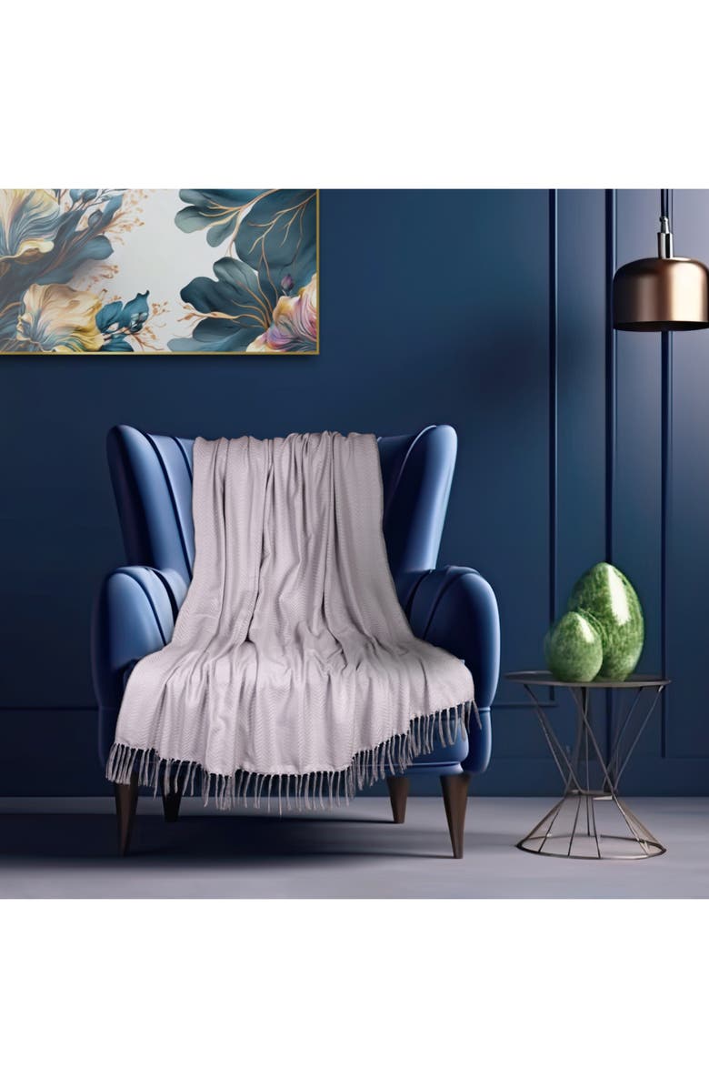 PARKLAND COLLECTION Airi Chevron Fringe Throw Blanket, Alternate, color, Seafoam