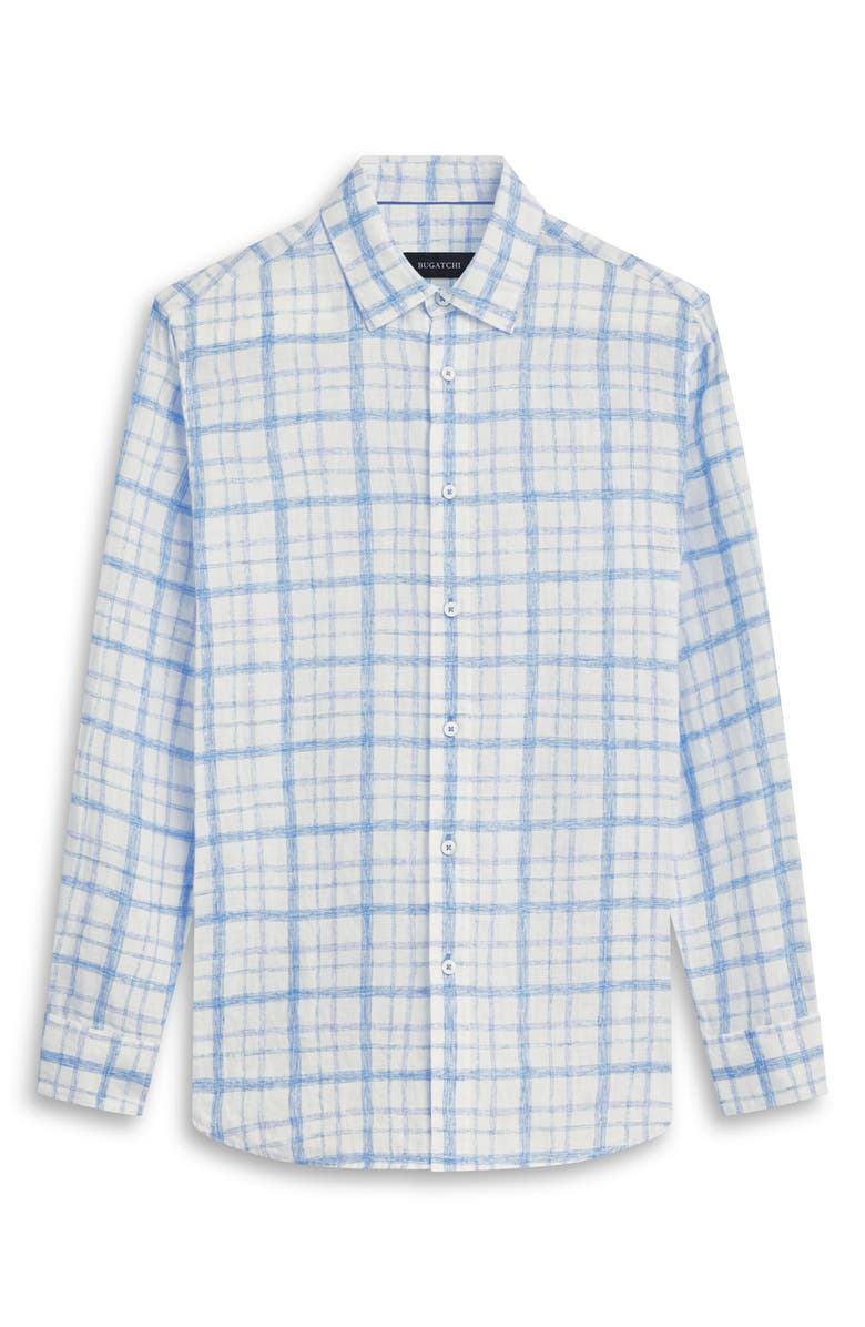 Bugatchi Julian OoohCotton<sup>®</sup> Linen Button-Up Shirt, Alternate, color, Classic Blue