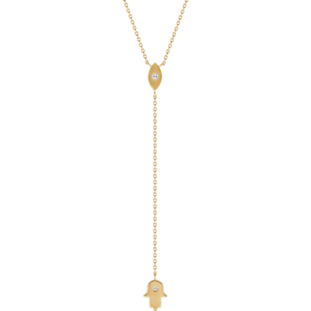 Karma And Luck Gracious Guardian Gold Evil Eye & Hamsa Necklace In Gold