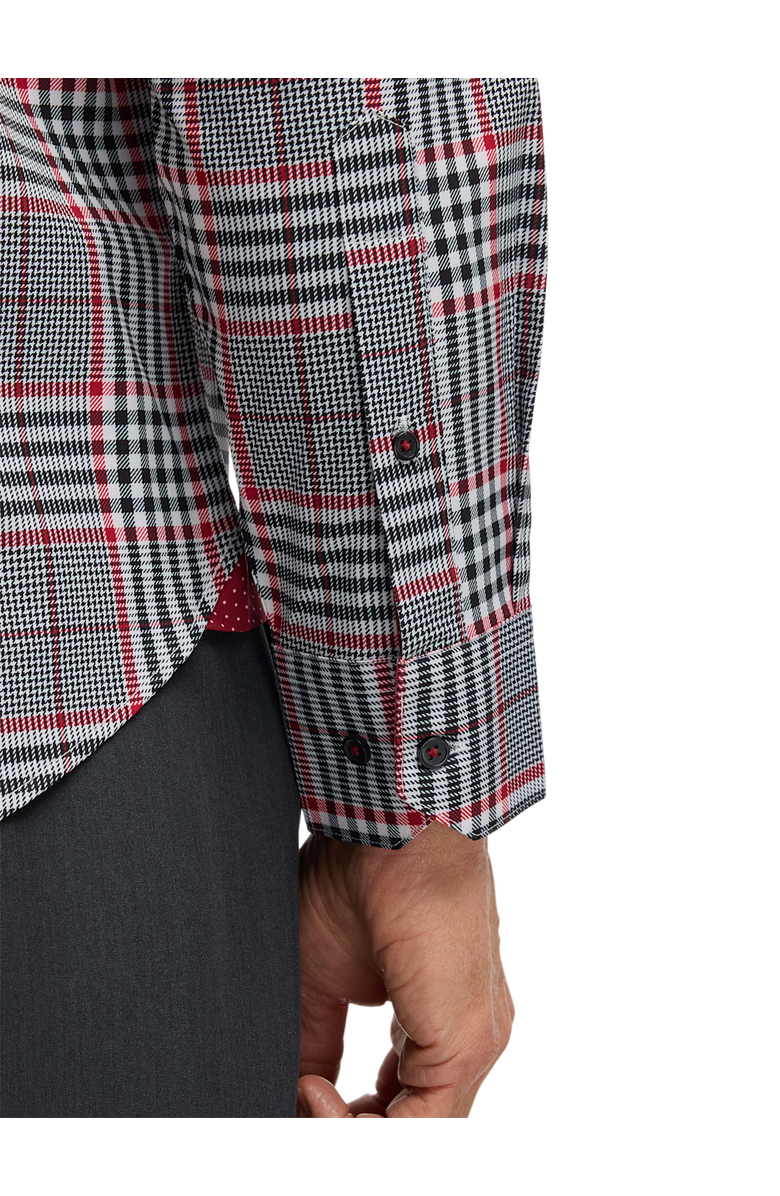 Paul Fredrick Performance Stretch Plaid Casual Shirt, Alternate, color, Black/Red