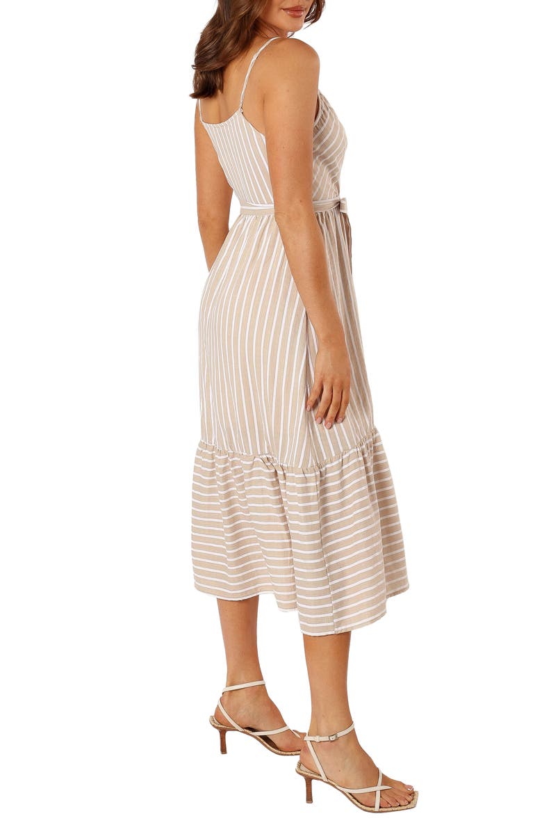 Petal & Pup Odette Stripe Midi Dress, Alternate, color, Beige Stripe