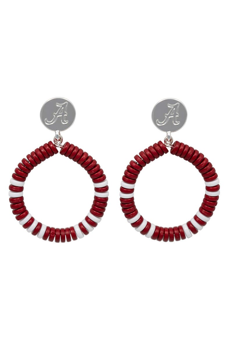 Alabama Crimson Tide Raya Earrings, Main, color, Silver