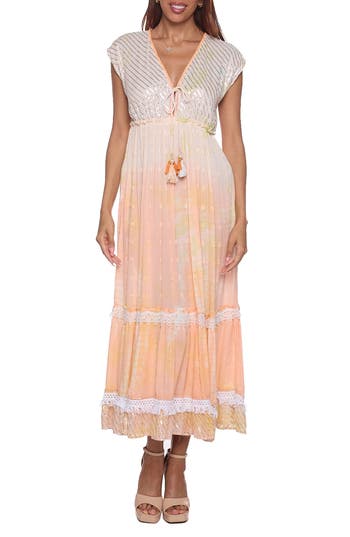 Ranee's Ranees Tassel Cover-up Maxi Dress In Orange