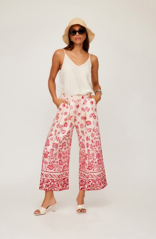 Shop Fifteen Twenty Etta Wide Leg Crop Drawstring Pants In Print