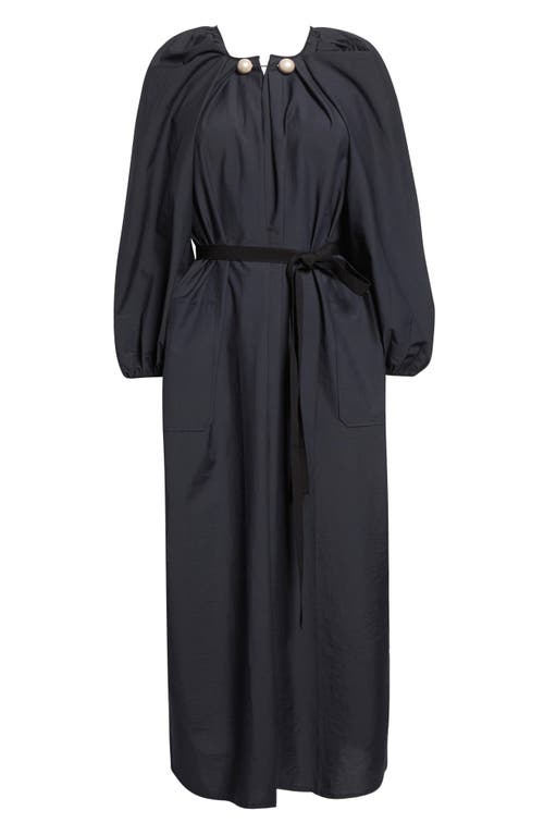 Nackiyé Womens Midnight Navy Grand Bazaar Oversized Cotton-blend Maxi Dress In Blue