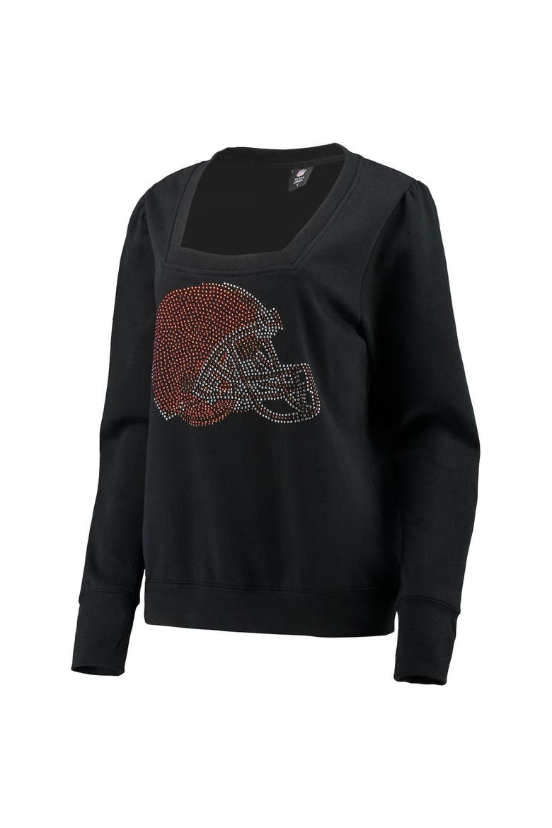 Women's Cuce Black Cleveland Browns Winners Square Neck Pullover Sweatshirt, Alternate, color, Black
