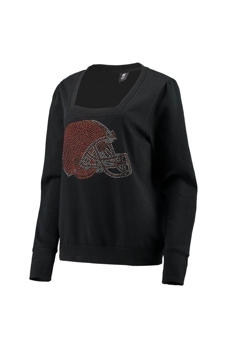 CUCE Women's Cuce Black Cleveland Browns Winners Square Neck Pullover Sweatshirt, Alternate, color,