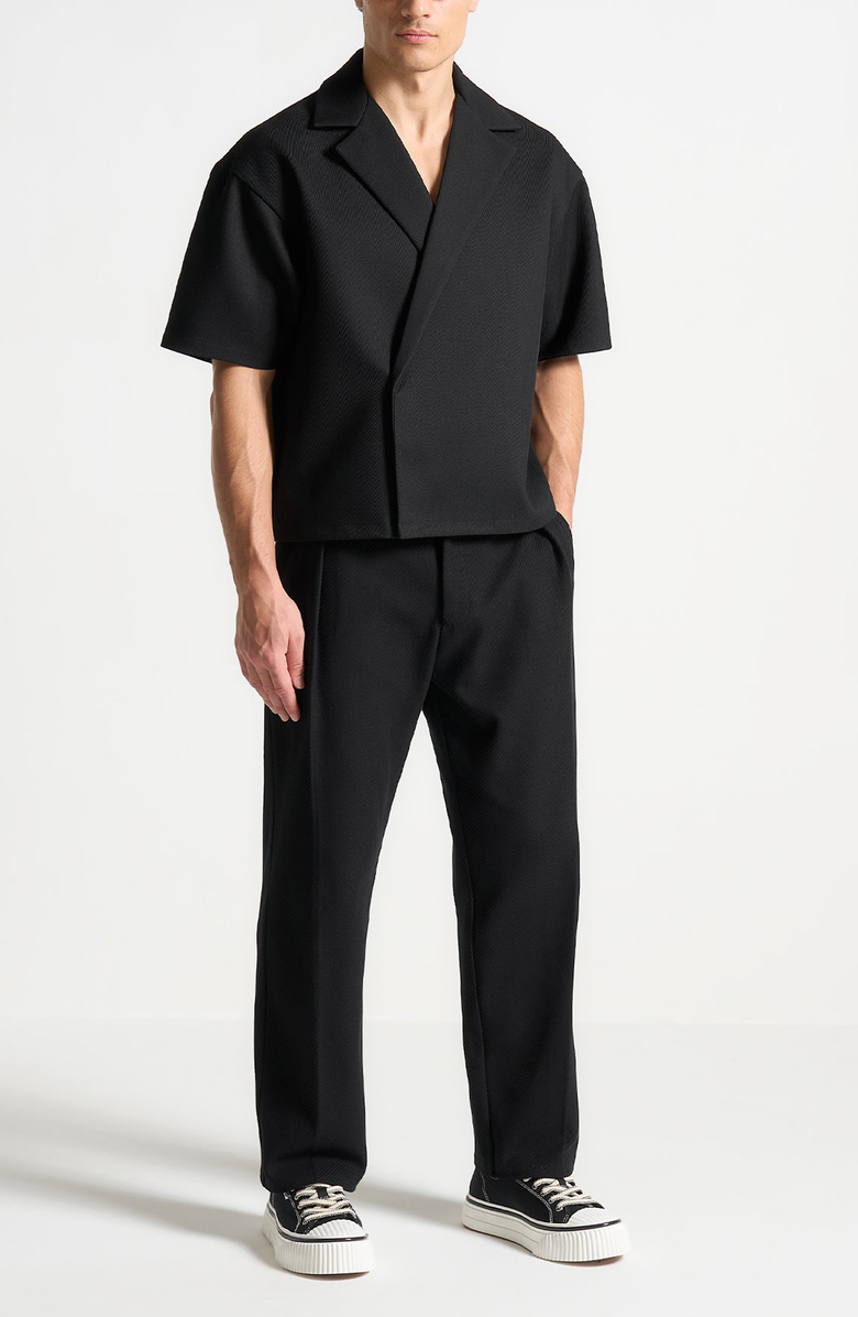 Manière De Voir Abel Boxy Twill Double Breasted Shirt, Alternate, color, Black