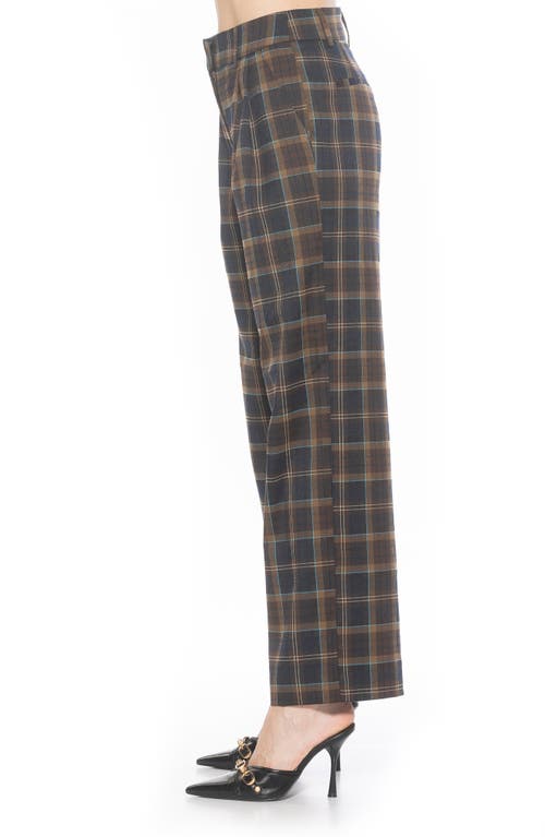 Alexia Admor Plaid Wide Leg Pants In Brown Plaid