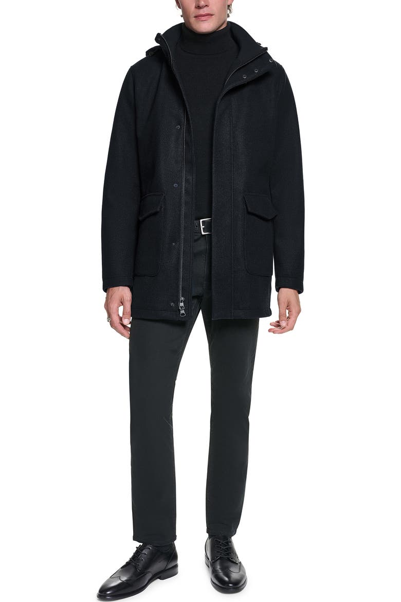 Stadium Coat with Patch Pockets, Alternate, color, BLACK