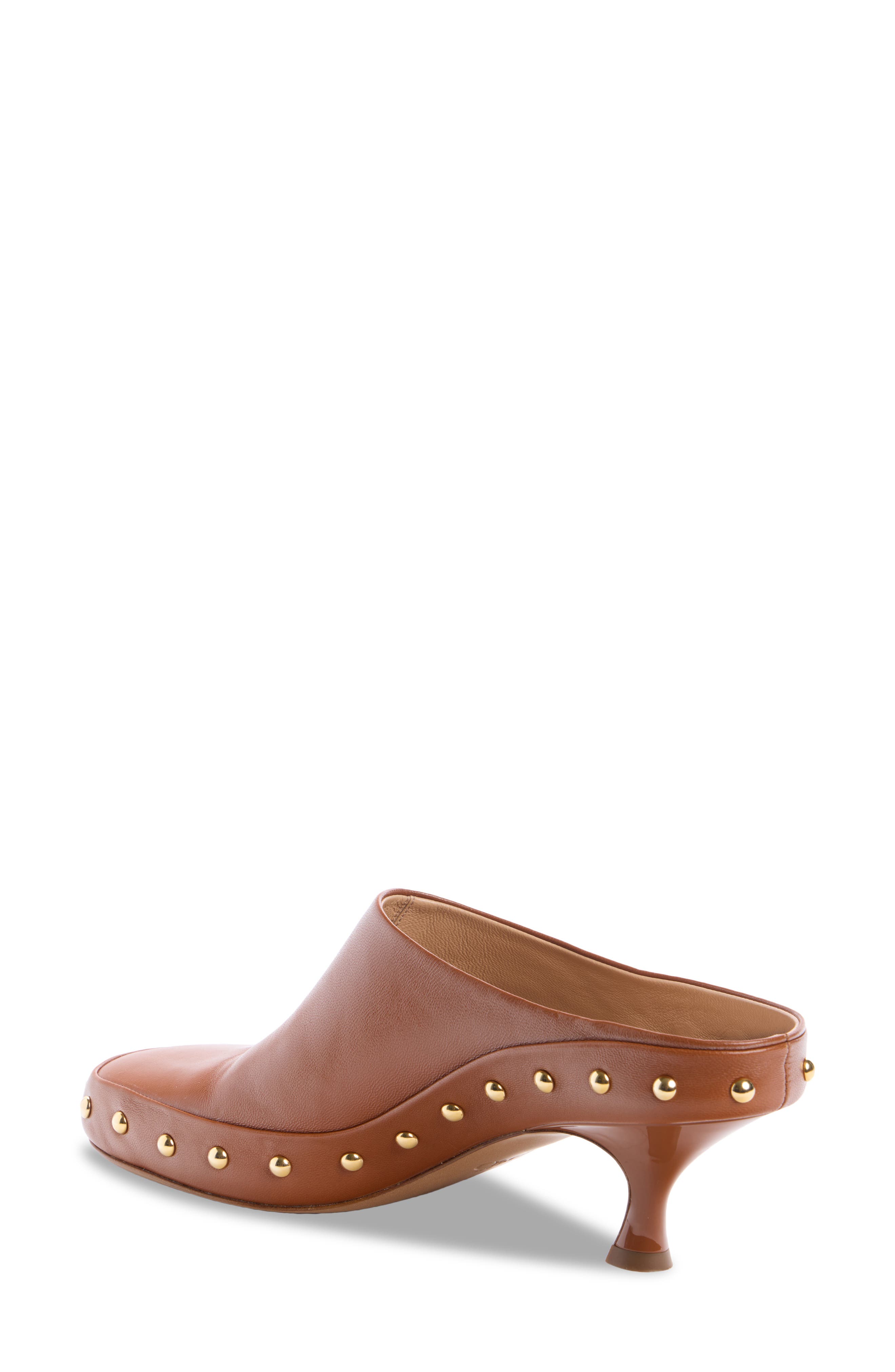 Junie Studded Kitten Heel Mule Pump, Alternate, color, GINGER BROWN