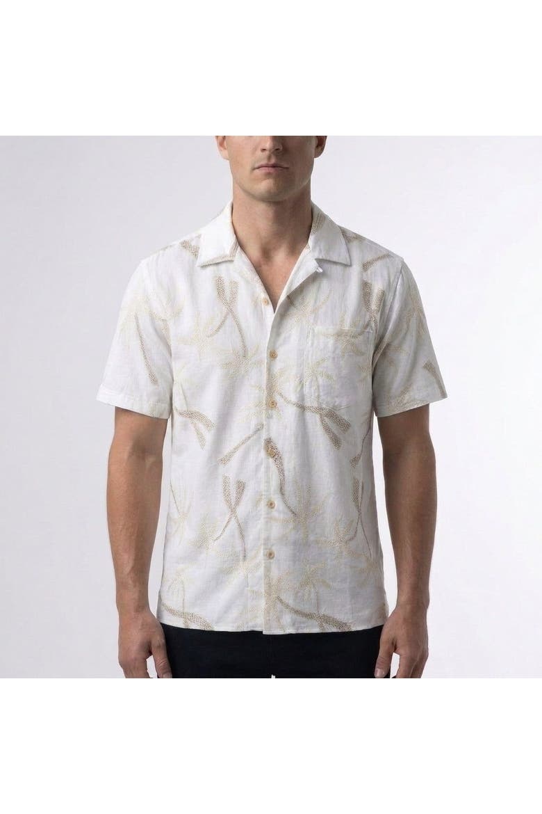 Mariner Palm Camp Collar Shirt, Main, color, White
