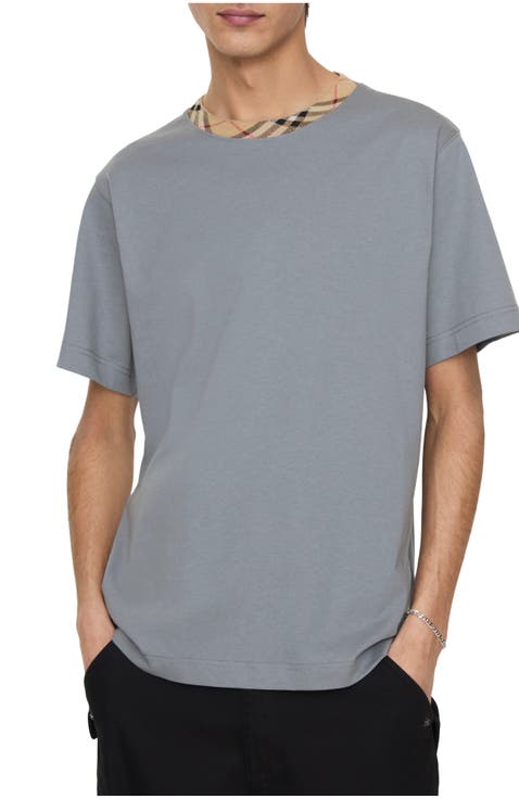 Check Trim Cotton T-shirt
