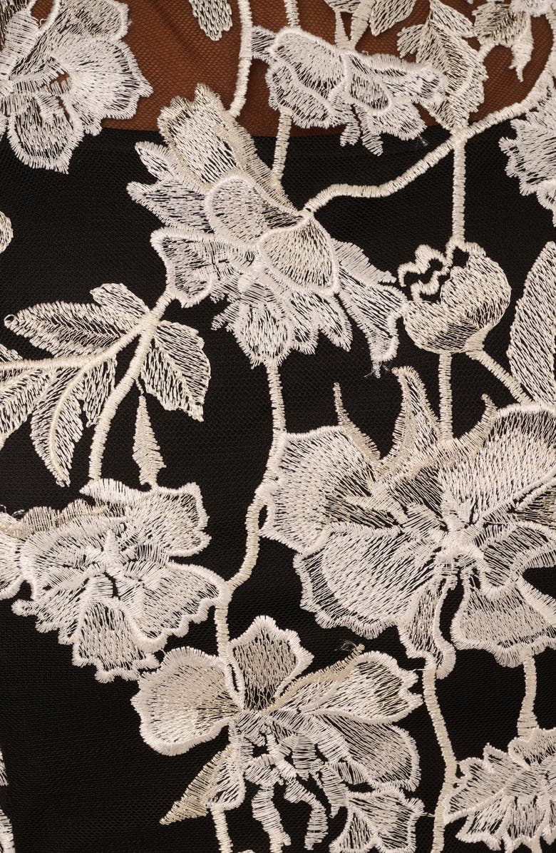 Adrianna Papell Border Embroidered Sheath Dress, Alternate, color, Black/ Ivory