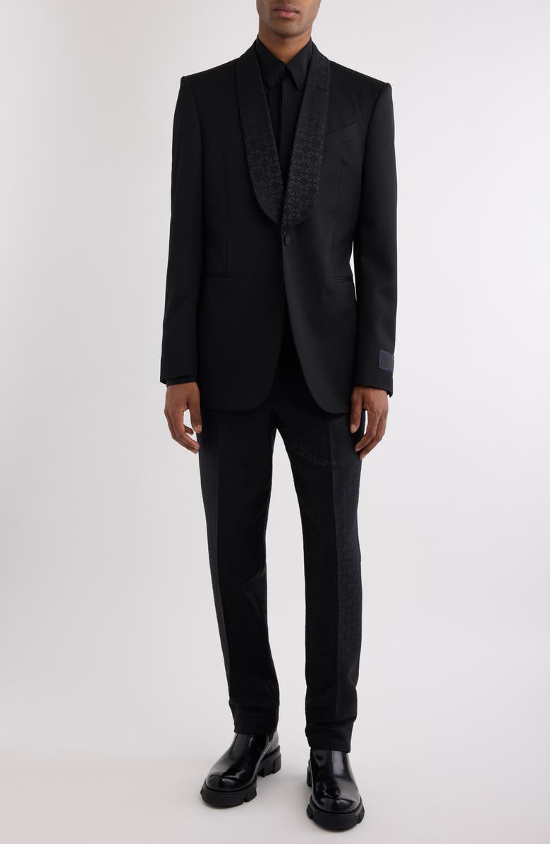 Givenchy Fitted Monogram Shawl Collar Wool Blazer, Alternate, color, 001-Black