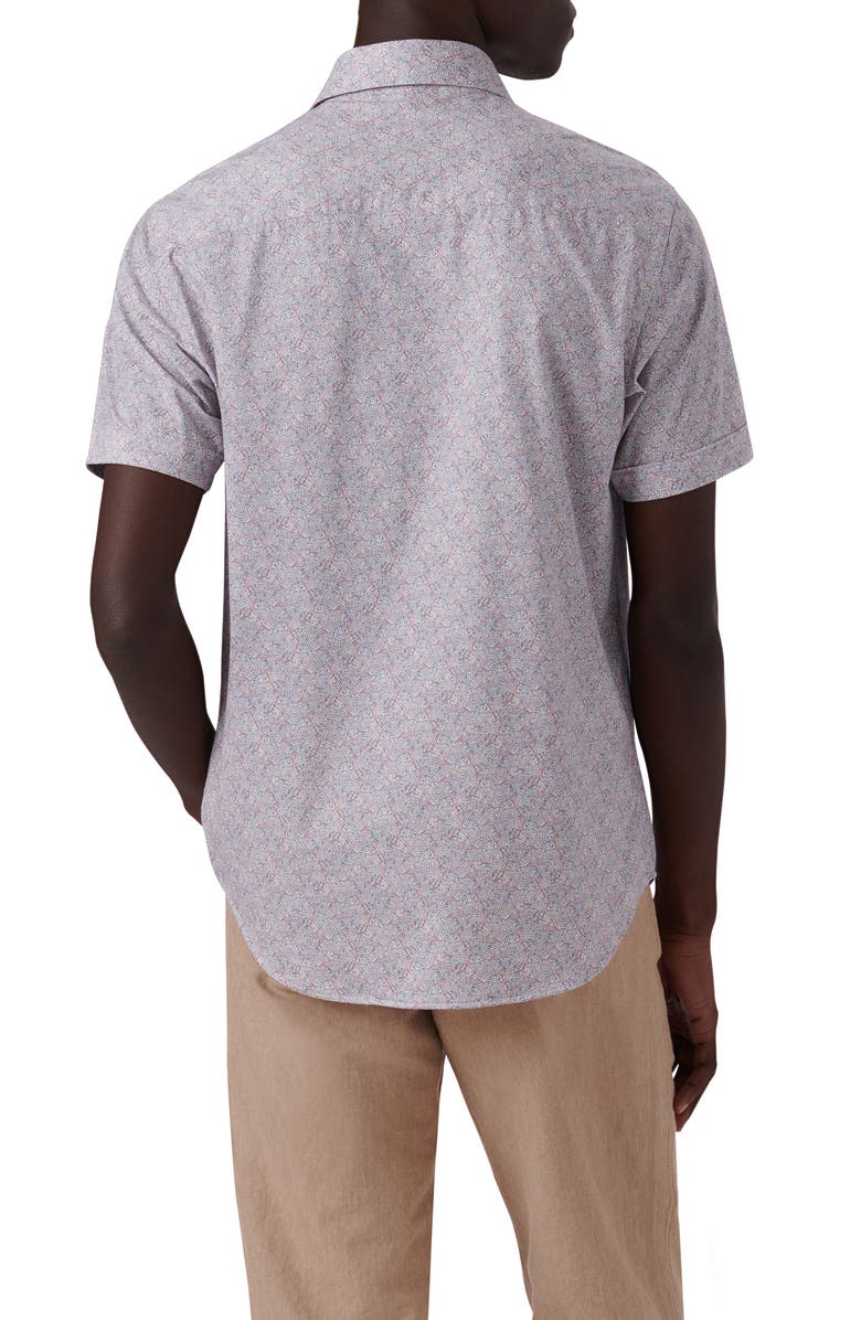 Bugatchi Miles OoohCotton<sup>®</sup> Floral Short Sleeve Button-Up Shirt, Alternate, color, Aloe