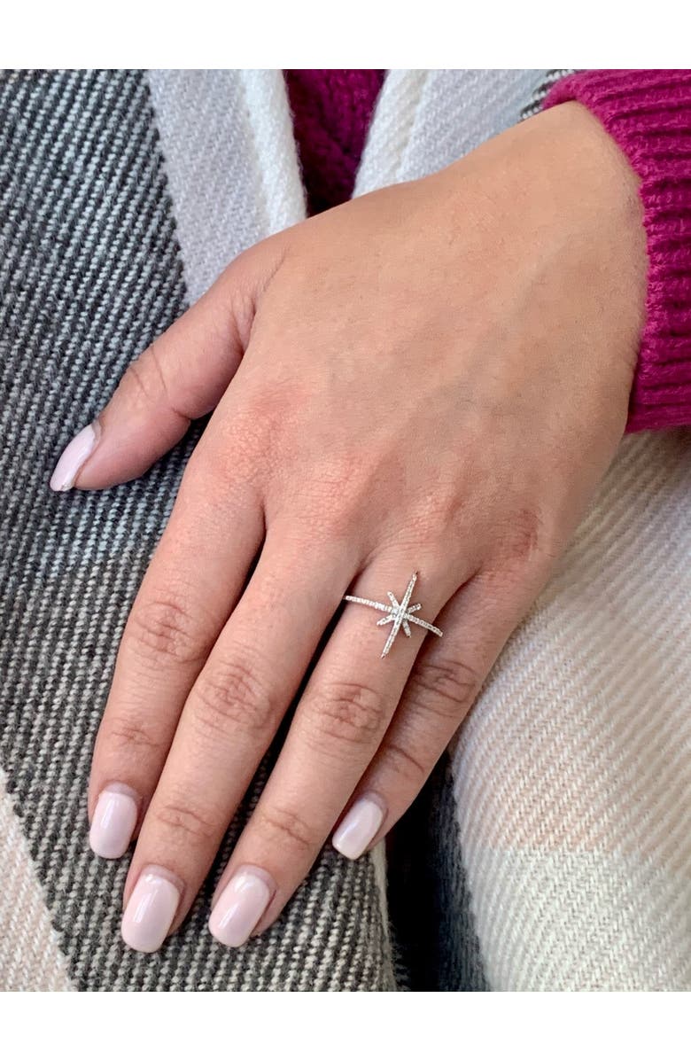 LuvMyJewelry Twinkle Star Sterling Silver Diamond Ring, Alternate, color, 