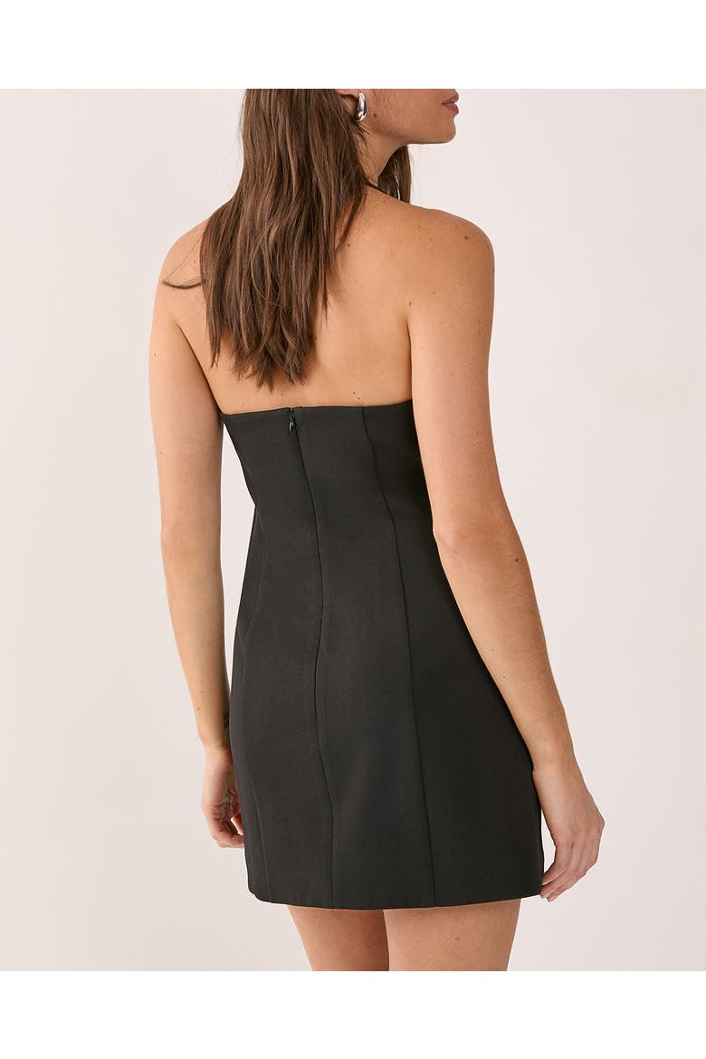Eyelet Tailored Halter Neck Mini Dress, Alternate, color, Black