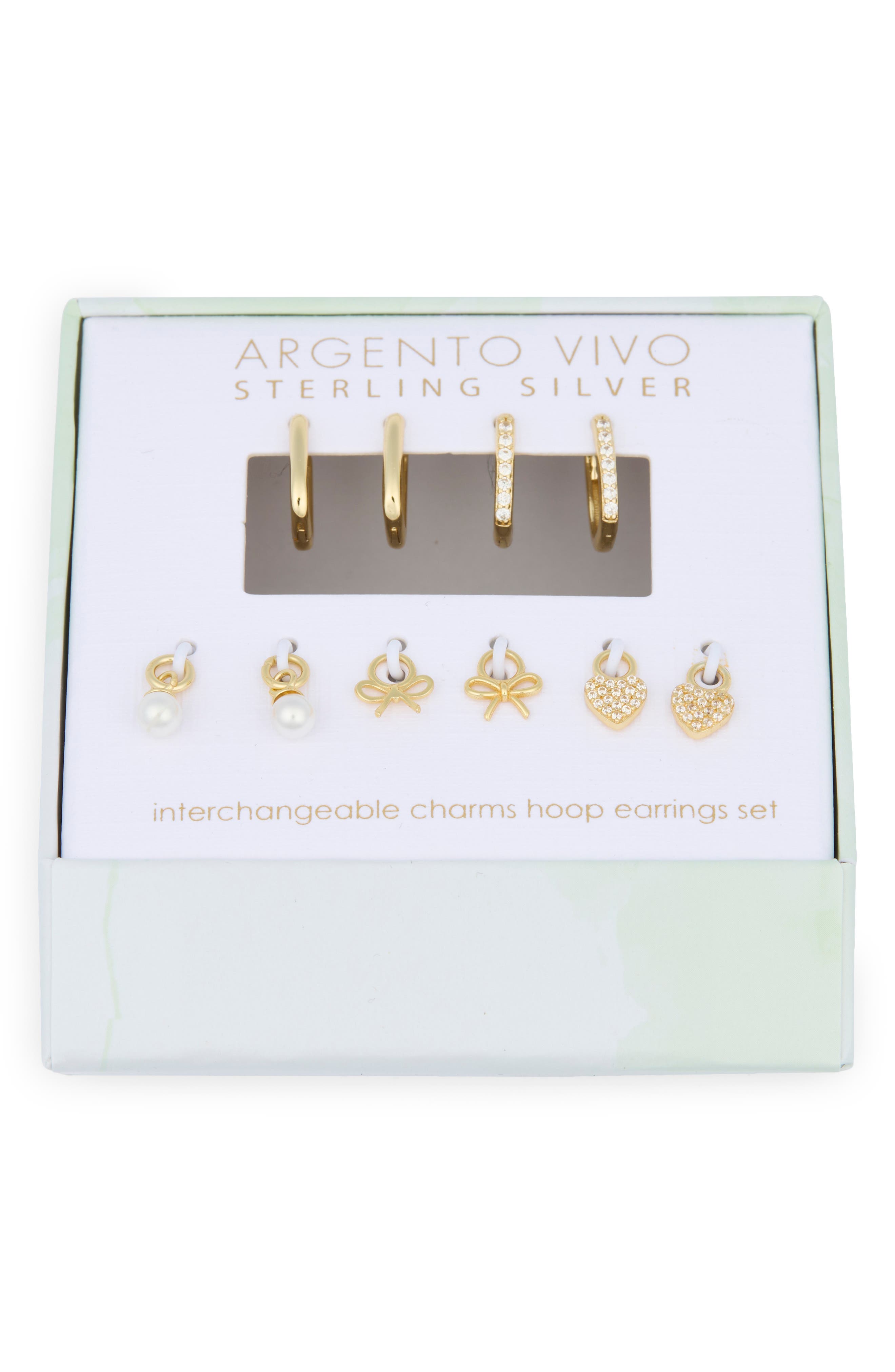 Argento Vivo Sterling Silver Mixed CZ Charms & 2-Pack Huggie Hoop Earrings