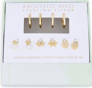 Argento Vivo Sterling Silver Mixed CZ Charms & 2-Pack Huggie Hoop Earrings