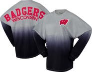 SPIRIT JERSEY Unisex Spirit Jersey Red/Gray Wisconsin Badgers Ombre Long Sleeve T-Shirt