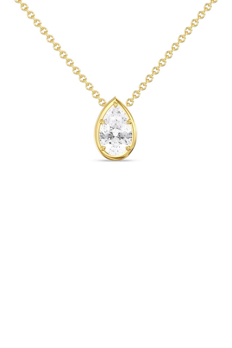 Gold Frame Pear Lab Diamond Pendant Necklace in 14K, Main, color, Yellow Gold